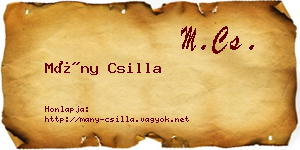 Mány Csilla névjegykártya